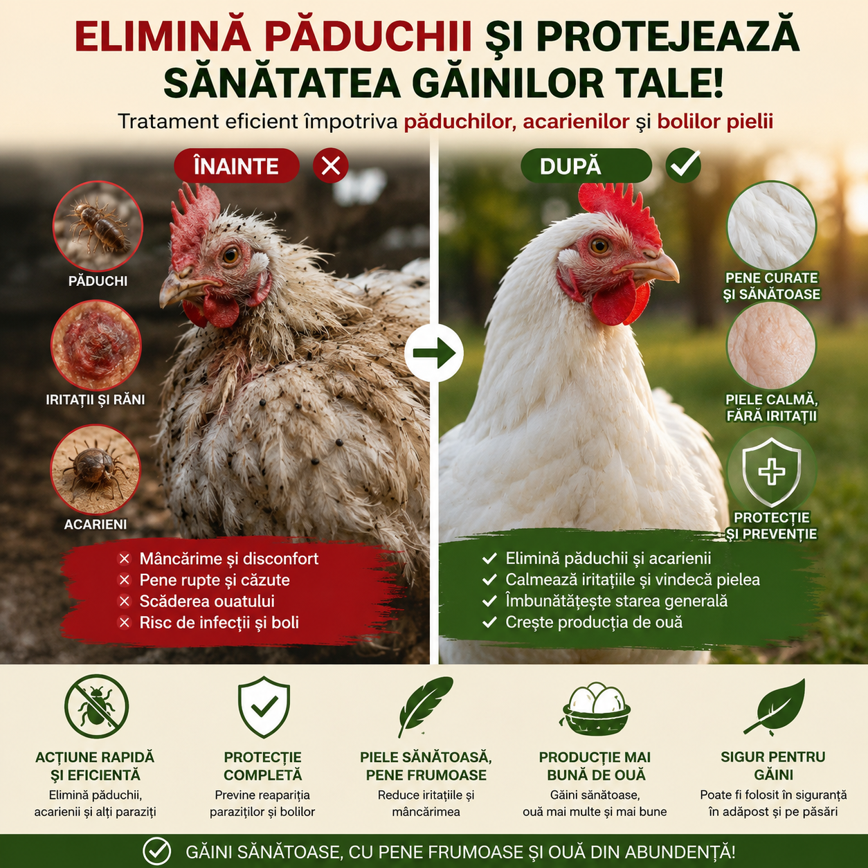 Protecție eficientă împotriva păduchilor de găină
